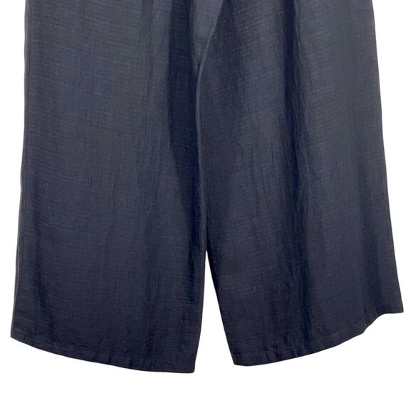 EILEEN FISHER System Basket Crepe Cropped Pants Size Medium Linen Blend Black - Picture 9 of 15